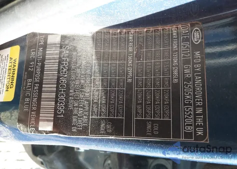 2012 Land Rover Lr2 z USA, uszkodzony, nr VIN SALFR2BN6CH303951